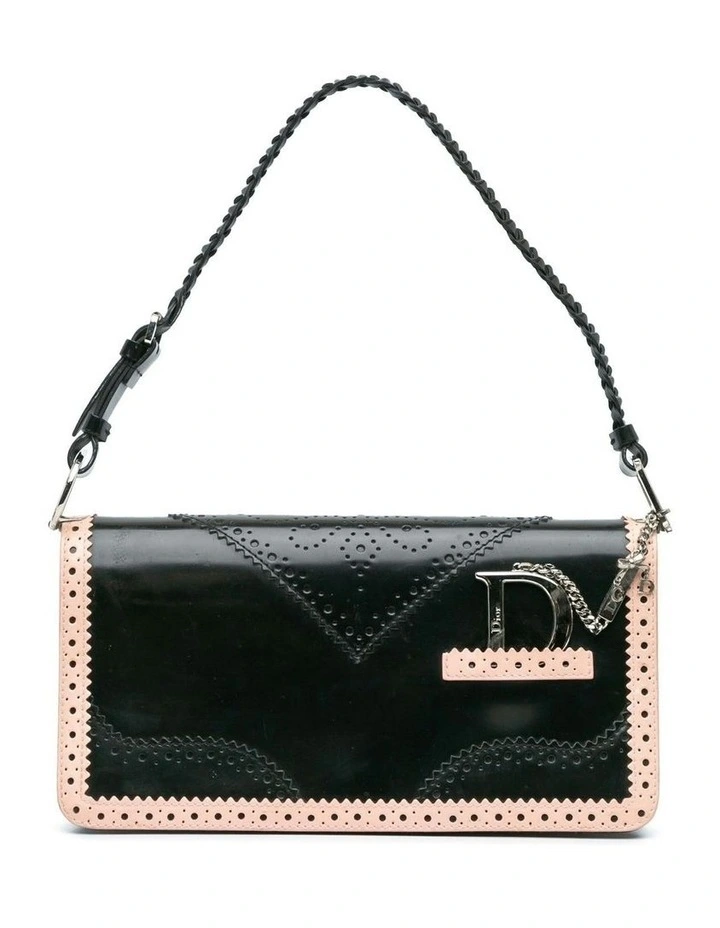Leather Brogue Spectator Bag with Woven Strap Pre-Loved image 1