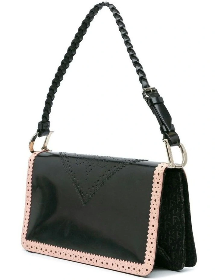 Leather Brogue Spectator Bag with Woven Strap Pre-Loved image 2