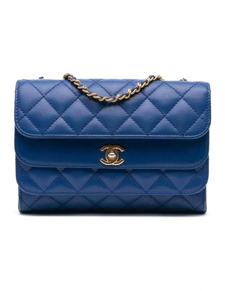 Quilted Calfskin Triple Flap Shoulder Bag with Chain Strap Pre-Loved image 1