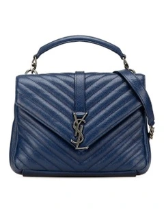 Medium Chevron Quilted Leather College Bag with Chain Strap Pre-Loved