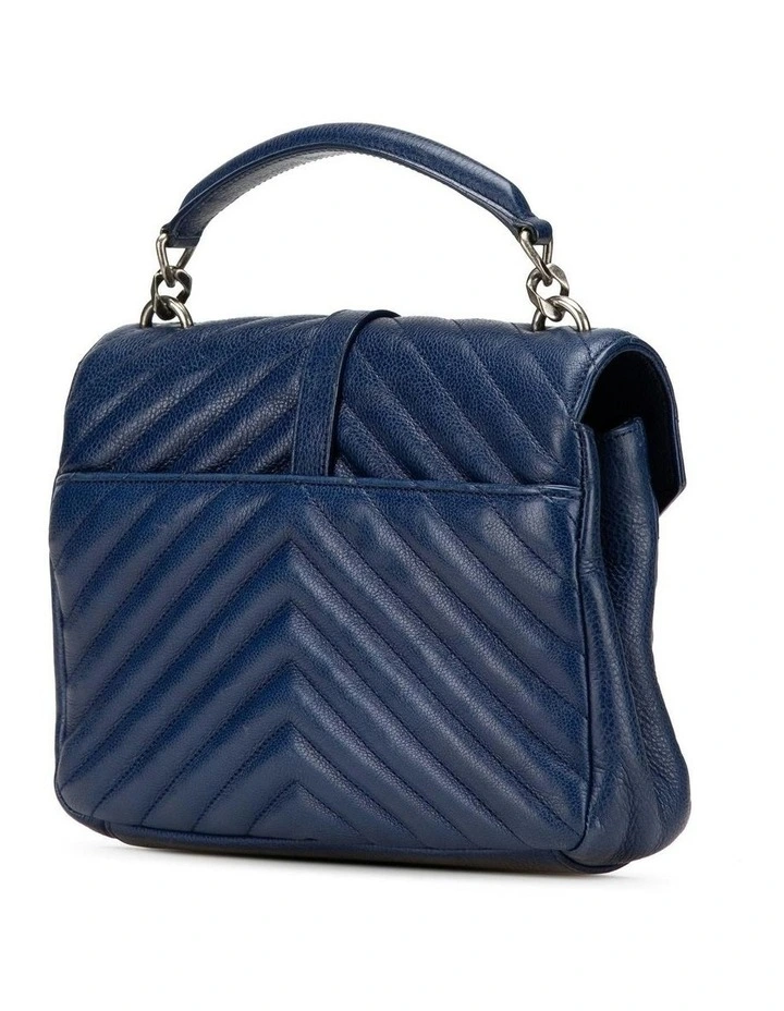 Medium Chevron Quilted Leather College Bag with Chain Strap Pre-Loved image 2