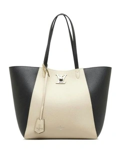 Louis Vuitton OnTheGo MM Beige and Black Leather Tote Bag Pre-Loved