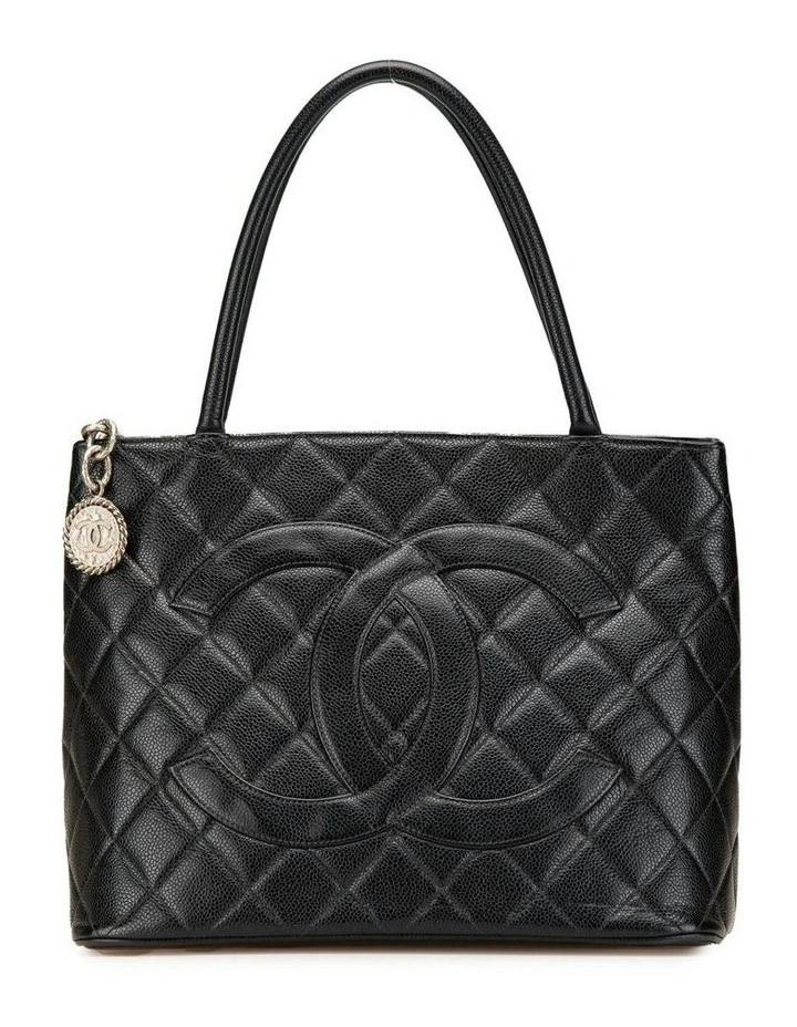 Quilted Leather Tote Bag with Rolled Handles and Multiple Pockets Pre-Loved image 1
