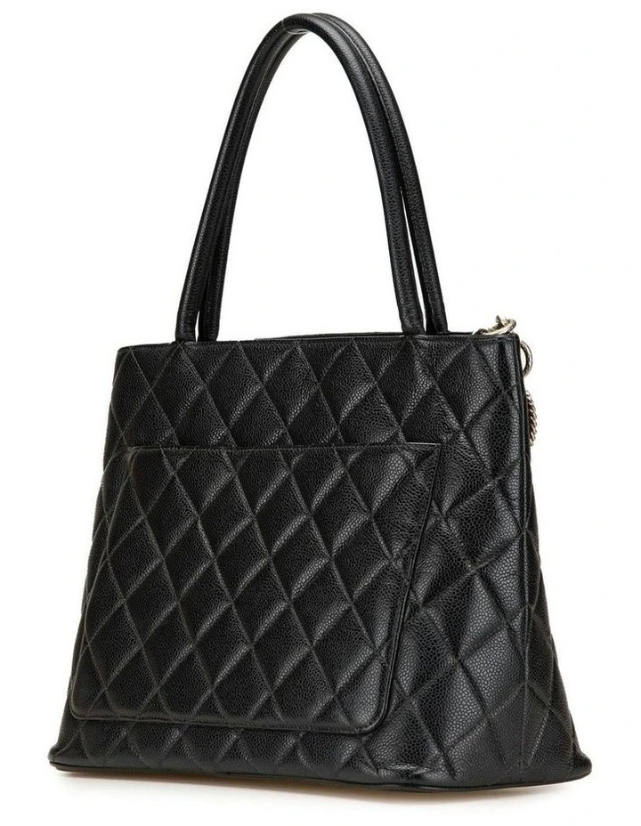 Quilted Leather Tote Bag with Rolled Handles and Multiple Pockets Pre-Loved image 2