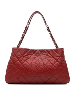 Quilted Leather Expandable Zip Around Tote with Chain Straps Pre-Loved