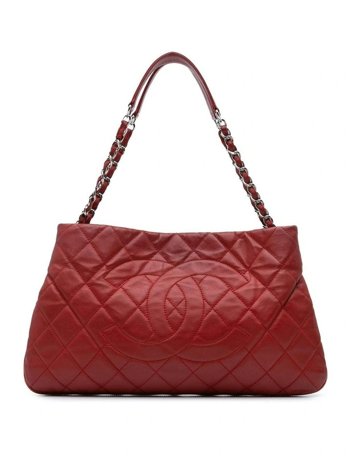 Quilted Leather Expandable Zip Around Tote with Chain Straps Pre-Loved image 1