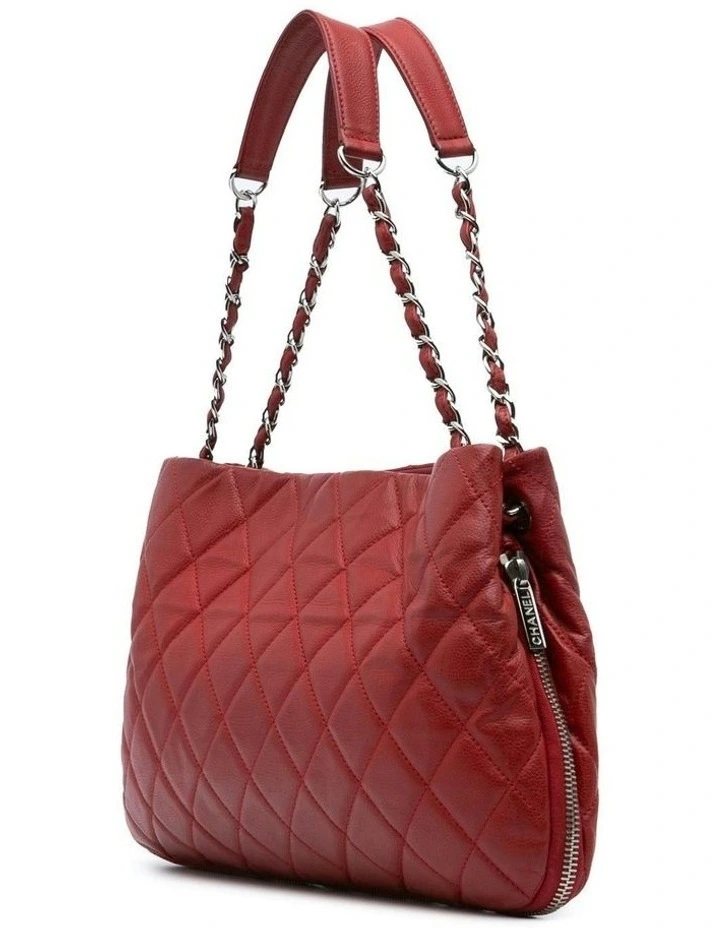 Quilted Leather Expandable Zip Around Tote with Chain Straps Pre-Loved image 2