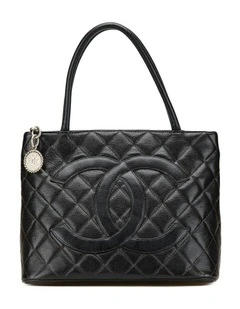 Quilted Leather Medallion Tote with Zip Closure Pre-Loved