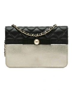 Quilted Lambskin Wallet On Chain with Woven Strap Pre-Loved