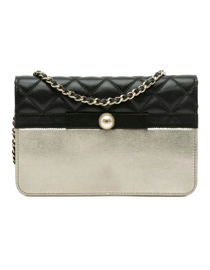 Quilted Lambskin Wallet On Chain with Woven Strap Pre-Loved image 1
