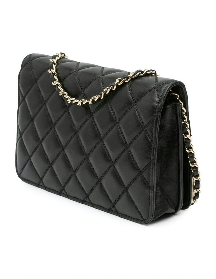 Quilted Lambskin Wallet On Chain with Woven Strap Pre-Loved image 2