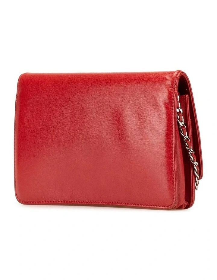 Calfskin Leather Wallet on Chain with Woven Chain Strap and Interior Compartments Pre-Loved image 2