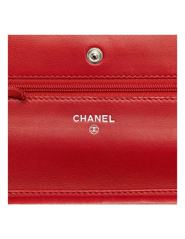 Calfskin Leather Wallet on Chain with Woven Chain Strap and Interior Compartments Pre-Loved image 5