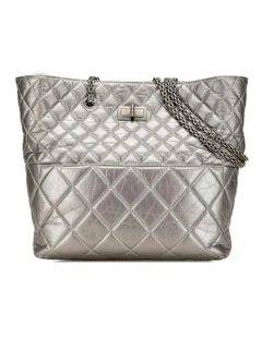 Quilted Aged Calfskin Leather Tote with Chain Straps Pre-Loved