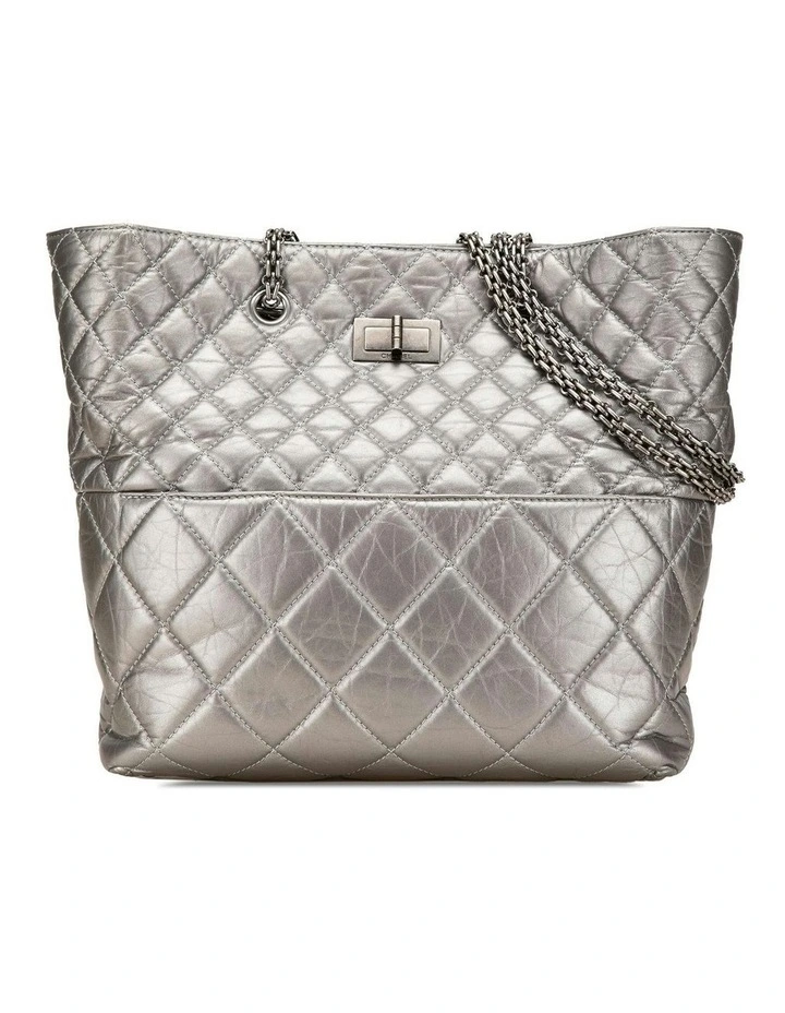 Quilted Aged Calfskin Leather Tote with Chain Straps Pre-Loved image 1