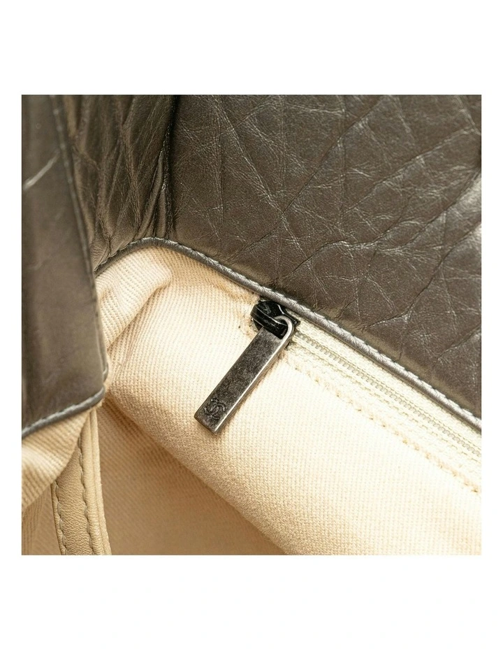 Quilted Aged Calfskin Leather Tote with Chain Straps Pre-Loved image 7