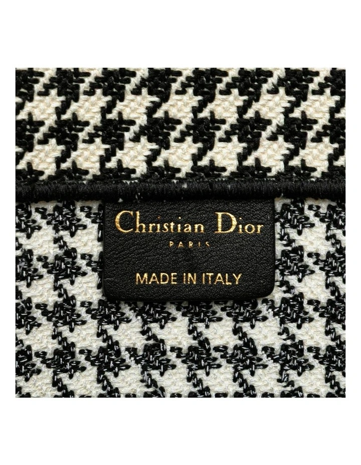 Embroidered Canvas Houndstooth Book Tote with Rolled Handles Pre-Loved image 5