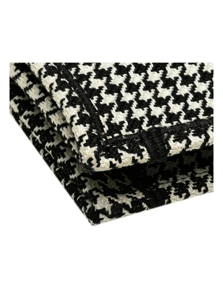 Embroidered Canvas Houndstooth Book Tote with Rolled Handles Pre-Loved image 7
