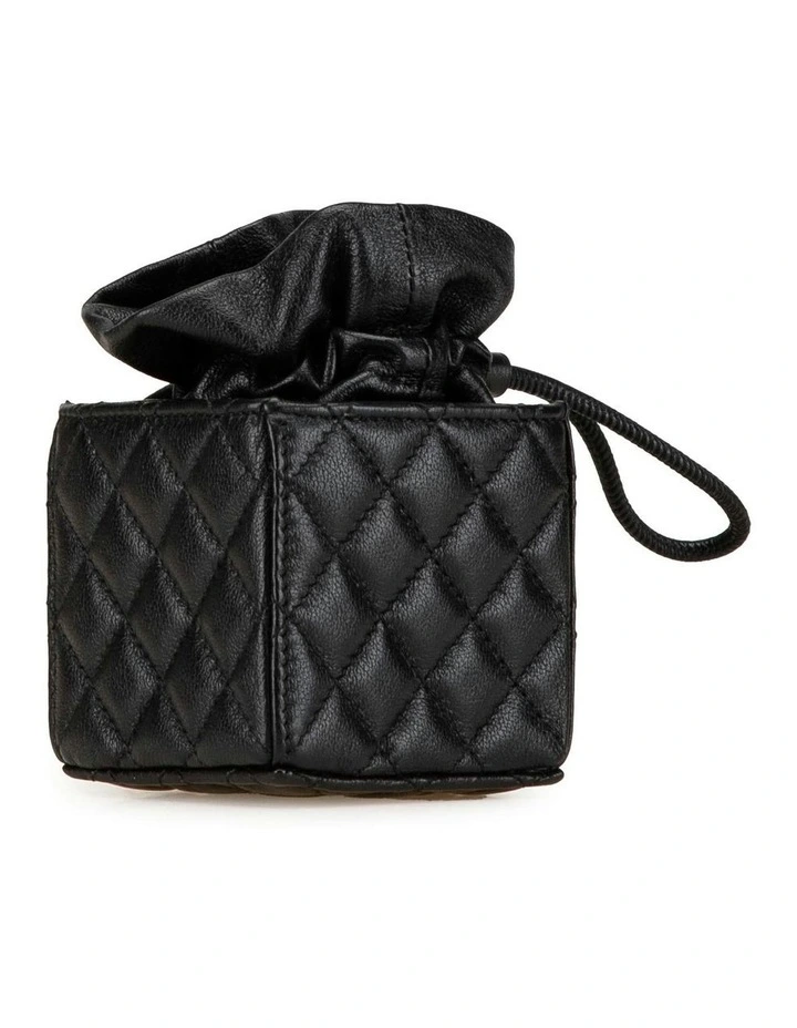 Mini Quilted Drawstring Bucket Bag with Chain Strap Pre-Loved image 2