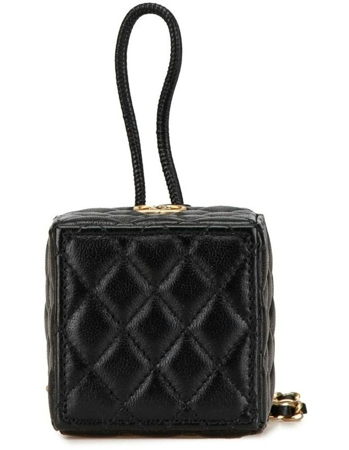 Mini Quilted Drawstring Bucket Bag with Chain Strap Pre-Loved image 3