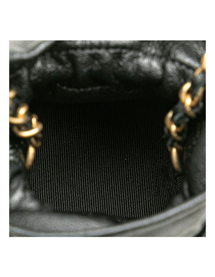 Mini Quilted Drawstring Bucket Bag with Chain Strap Pre-Loved image 4