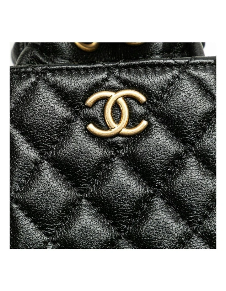 Mini Quilted Drawstring Bucket Bag with Chain Strap Pre-Loved image 5