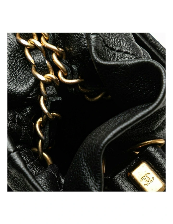 Mini Quilted Drawstring Bucket Bag with Chain Strap Pre-Loved image 6