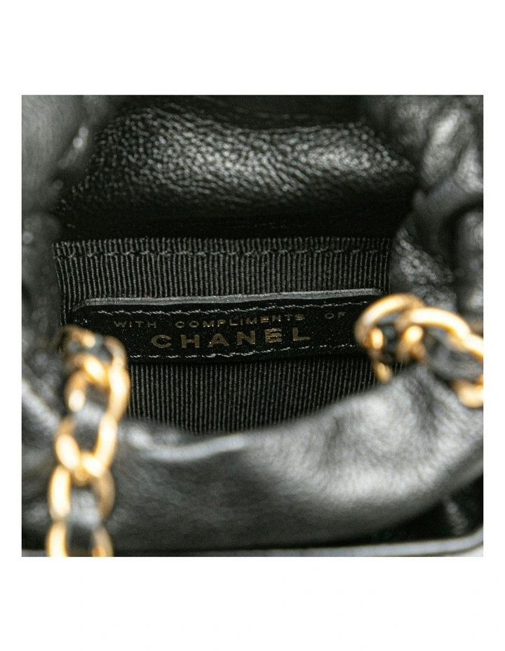 Mini Quilted Drawstring Bucket Bag with Chain Strap Pre-Loved image 7