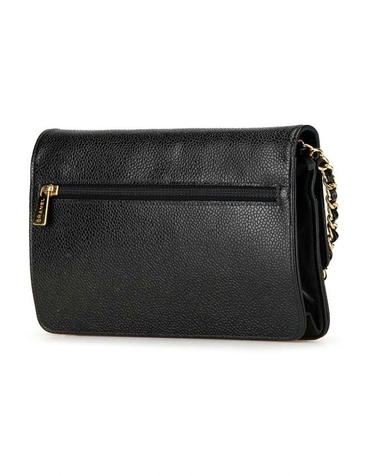 Caviar Leather Wallet on Chain with Woven Strap Pre-Loved image 2