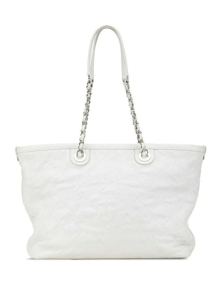 Quilted Leather Daily Shopping Tote with Chain Straps Pre-Loved image 1