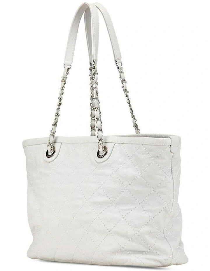 Quilted Leather Daily Shopping Tote with Chain Straps Pre-Loved image 2