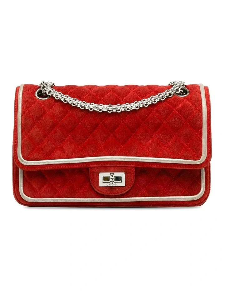 Chanel Classic Double Flap Shoulder Bag in Red Suede Pre-Loved image 1