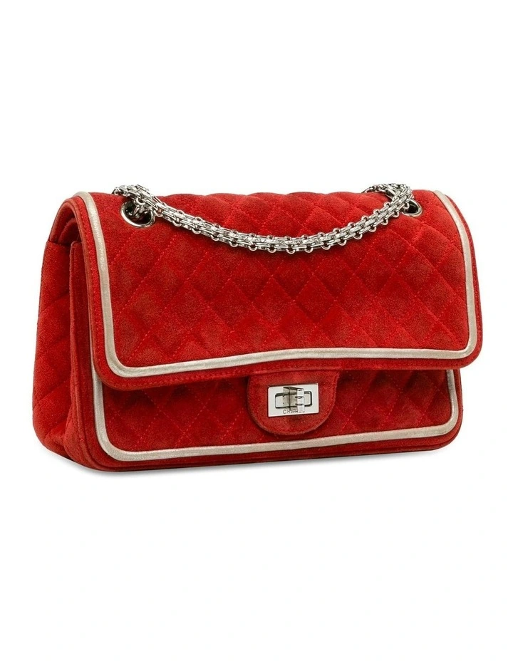 Chanel Classic Double Flap Shoulder Bag in Red Suede Pre-Loved image 2