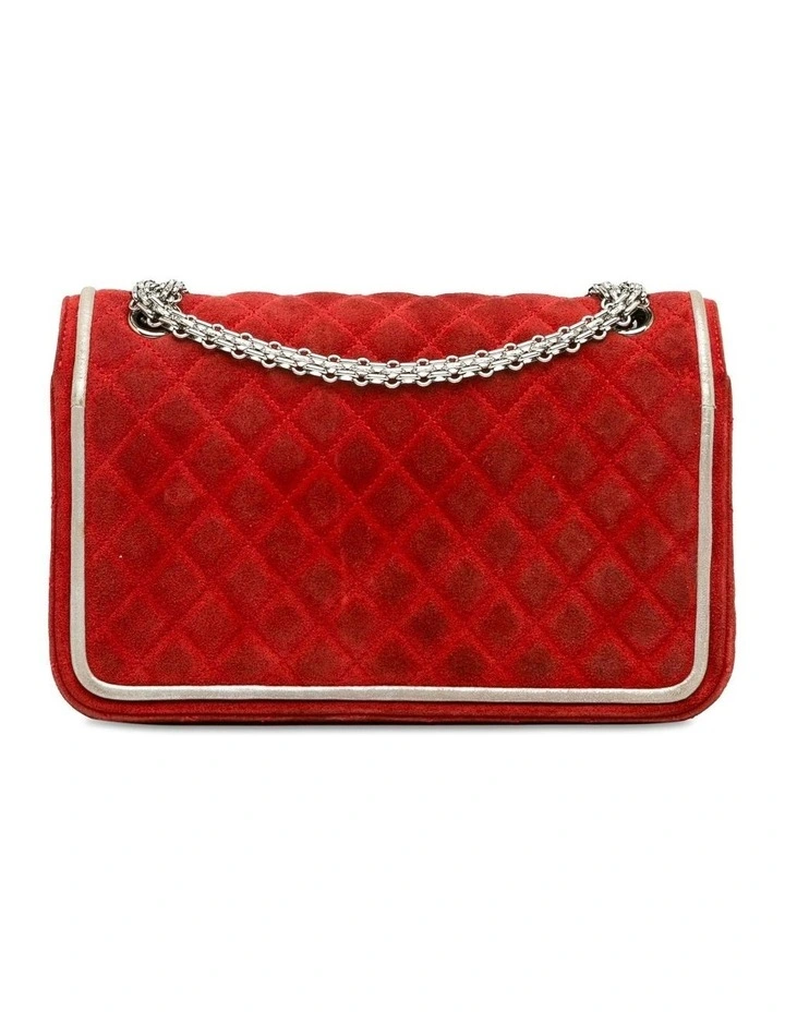 Chanel Classic Double Flap Shoulder Bag in Red Suede Pre-Loved image 3