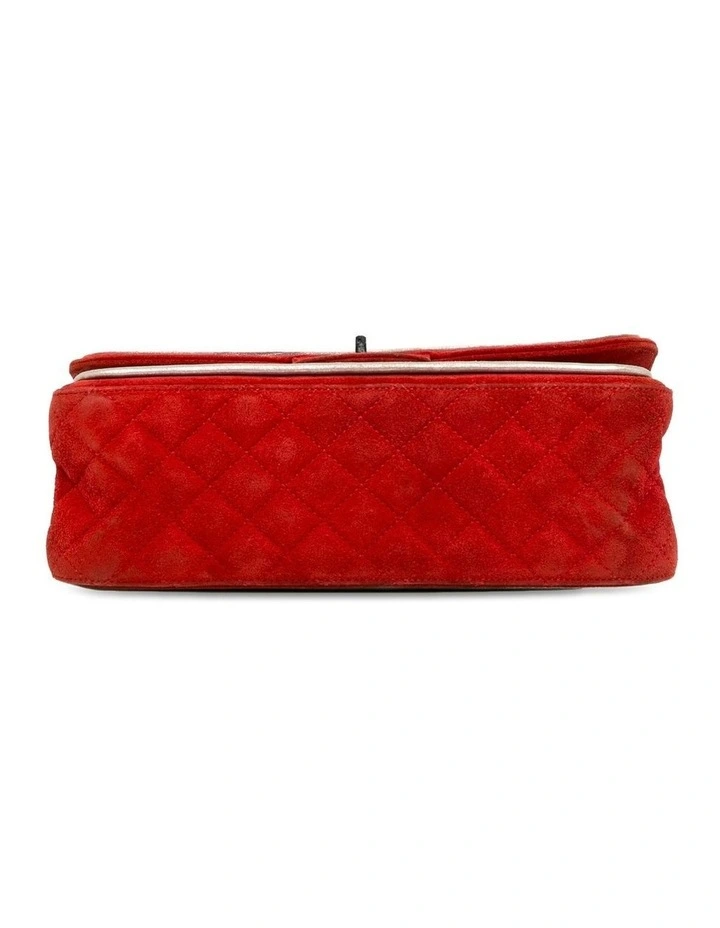 Chanel Classic Double Flap Shoulder Bag in Red Suede Pre-Loved image 4