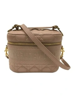 Elegant Quilted Vanity Case with Detachable Shoulder Strap Perfect for Travel and Daily Use Pre-Loved