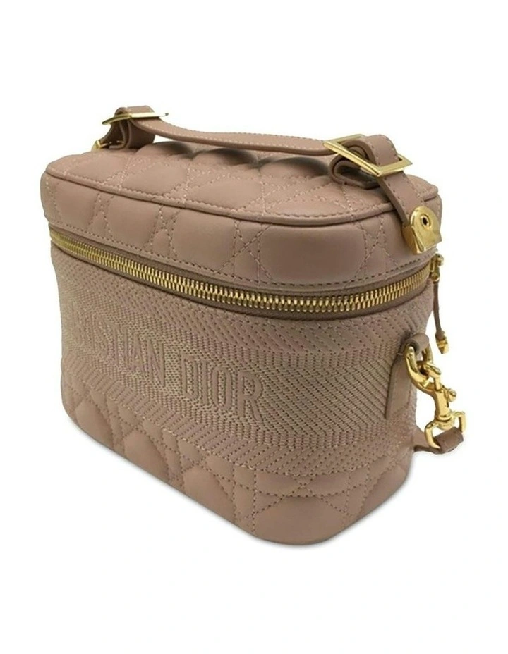 Elegant Quilted Vanity Case with Detachable Shoulder Strap Perfect for Travel and Daily Use Pre-Loved image 2