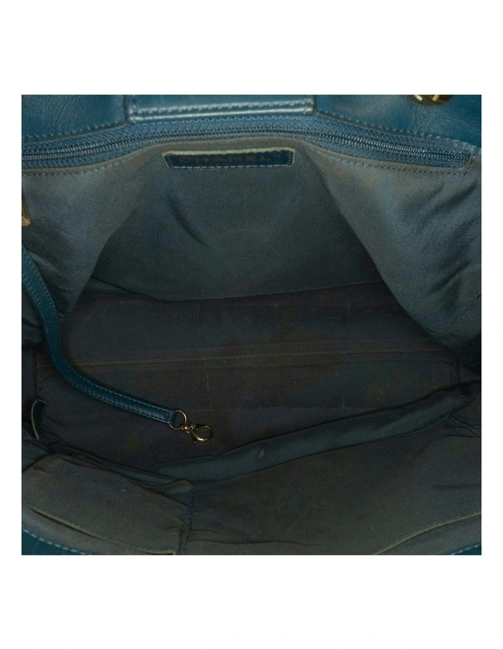 Leather Tote Bag with Chain-Link Straps and Quilted Design Pre-Loved image 5