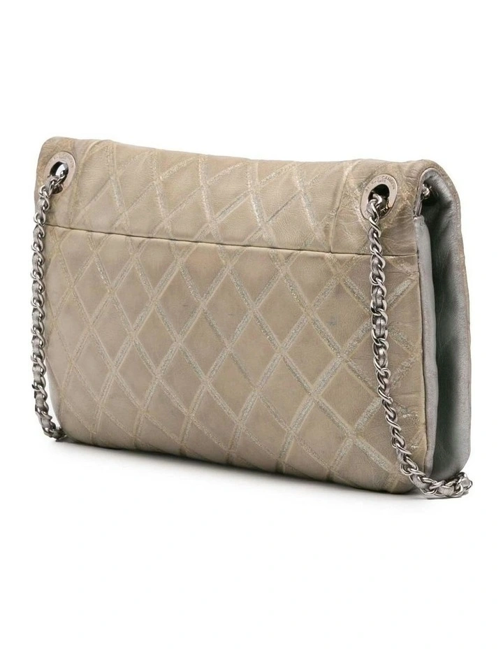 Quilted Metallic Distressed Lambskin Crystal Flap Crossbody Bag Pre-Loved image 2