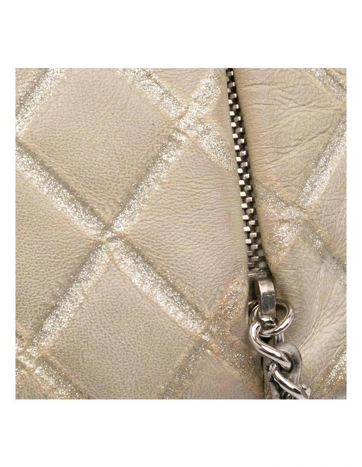 Quilted Metallic Distressed Lambskin Crystal Flap Crossbody Bag Pre-Loved image 7