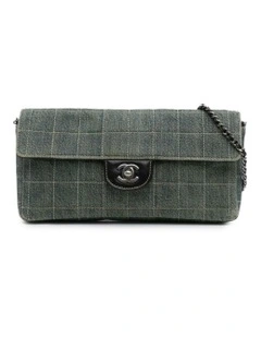 Checkered Denim Flap Bag Pre-Loved