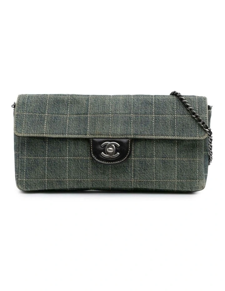 Checkered Denim Flap Bag Pre-Loved image 1