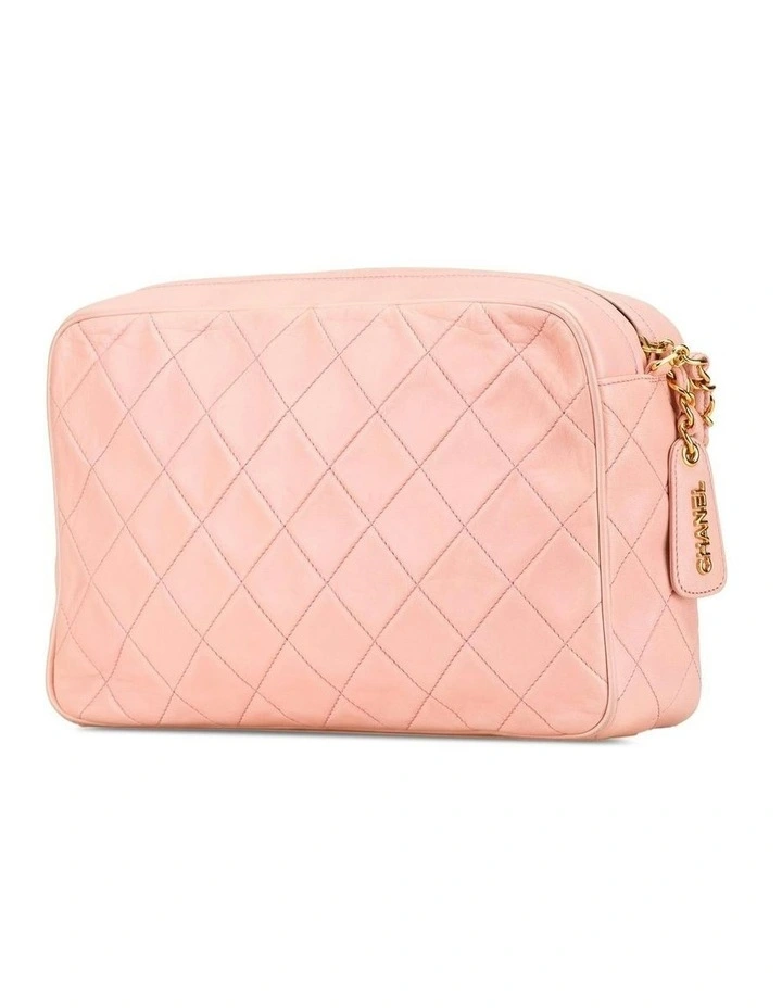 Quilted Lambskin Leather Camera Crossbody Bag with Chain Strap Pre-Loved image 2