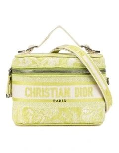 Canvas Embroidered Vanity Case with Detachable Strap Pre-Loved
