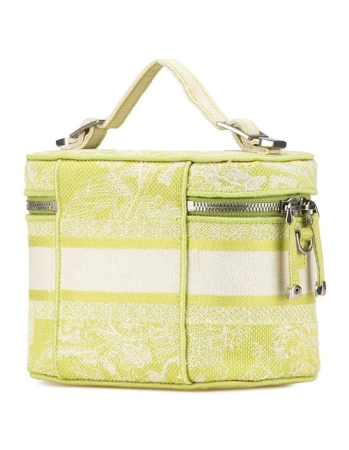 Canvas Embroidered Vanity Case with Detachable Strap Pre-Loved image 2