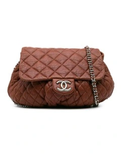 Large Quilted Lambskin Chain Around Flap Bag Pre-Loved