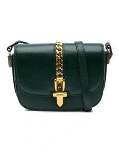 Mini Leather Crossbody Bag with Gold-Tone Chain Detail Pre-Loved