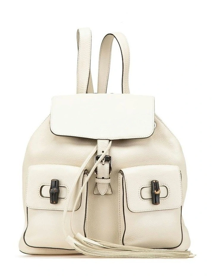 Leather Backpack with Bamboo Detail Pre-Loved image 1