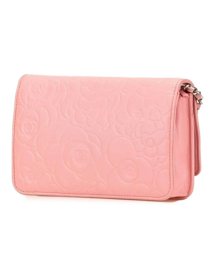 Embossed Lambskin Camellia Quilted Leather Wallet On Chain Pre-Loved image 2