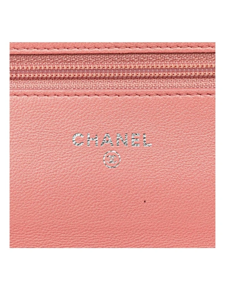 Embossed Lambskin Camellia Quilted Leather Wallet On Chain Pre-Loved image 5